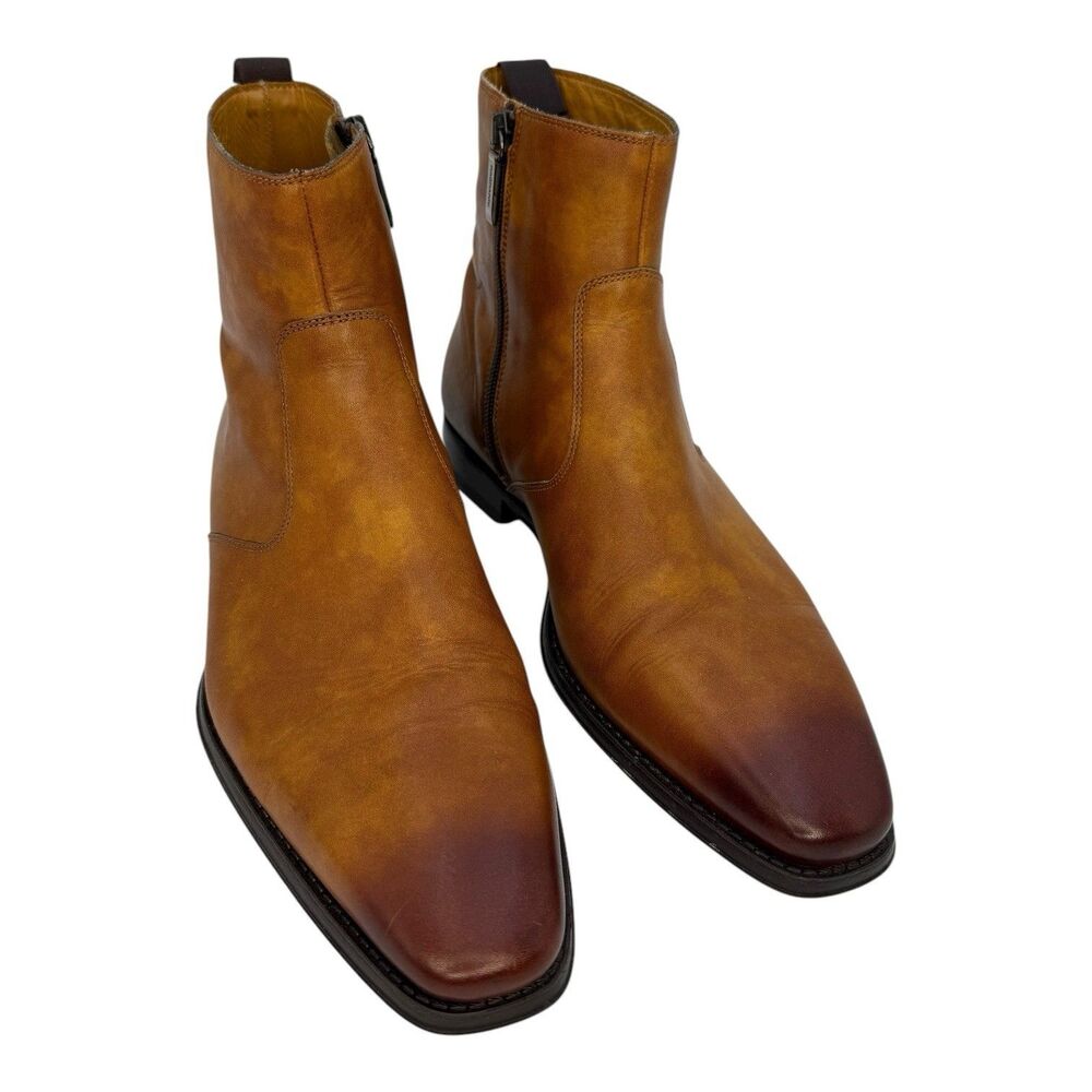 MAGNANNI Men's Jalen Square Toe Zip Boots Brown Size 8M EUR 41 24202